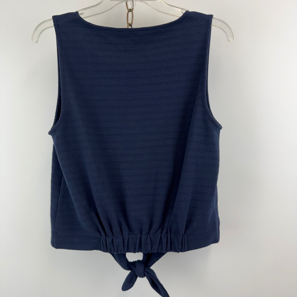 J.Crew Tank Top Women's Small Navy Button Front Tie Waist L8137 NWT - Picture 14 of 16